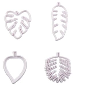 jcbiz 1set tropical leaf cookie cutter embossing die, hawaiian palm leaves fondant cutters set for gum paste, cake decorating, sugarcraft candy