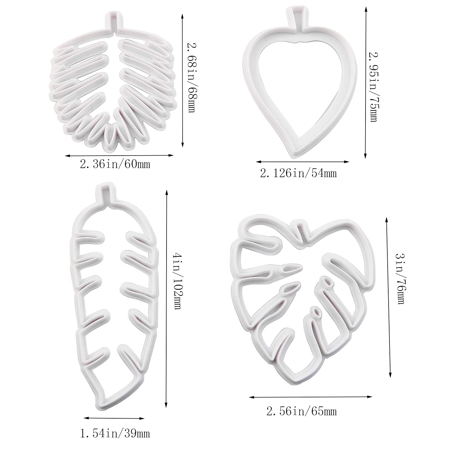 JCBIZ 1Set Tropical Leaf Cookie Cutter Embossing die, Hawaiian Palm Leaves Fondant Cutters Set for Gum Paste, Cake Decorating, Sugarcraft Candy