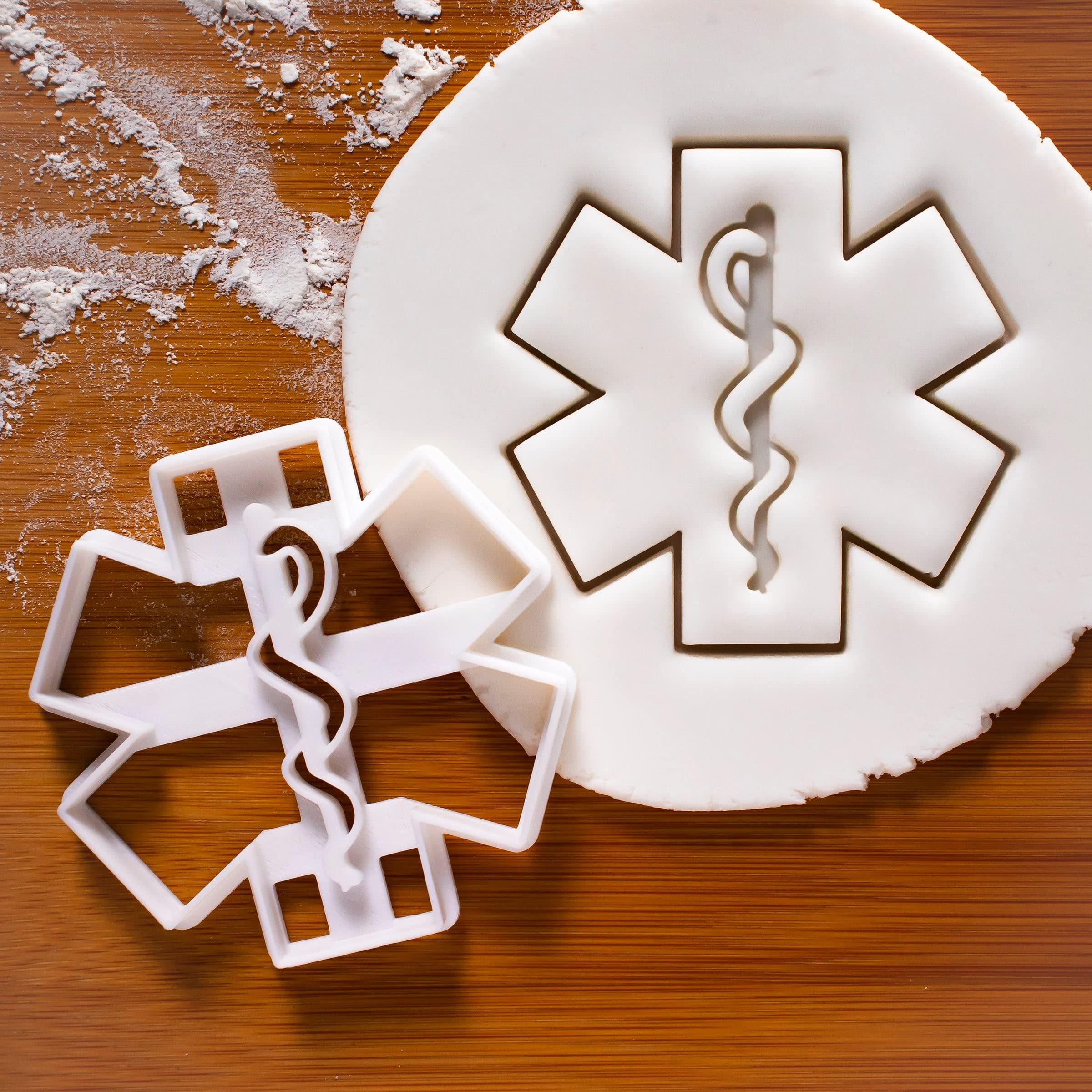 Set of 2 Medicine themed cookie cutters (Designs: EMS and Caduceus), 2 pieces - Bakerlogy