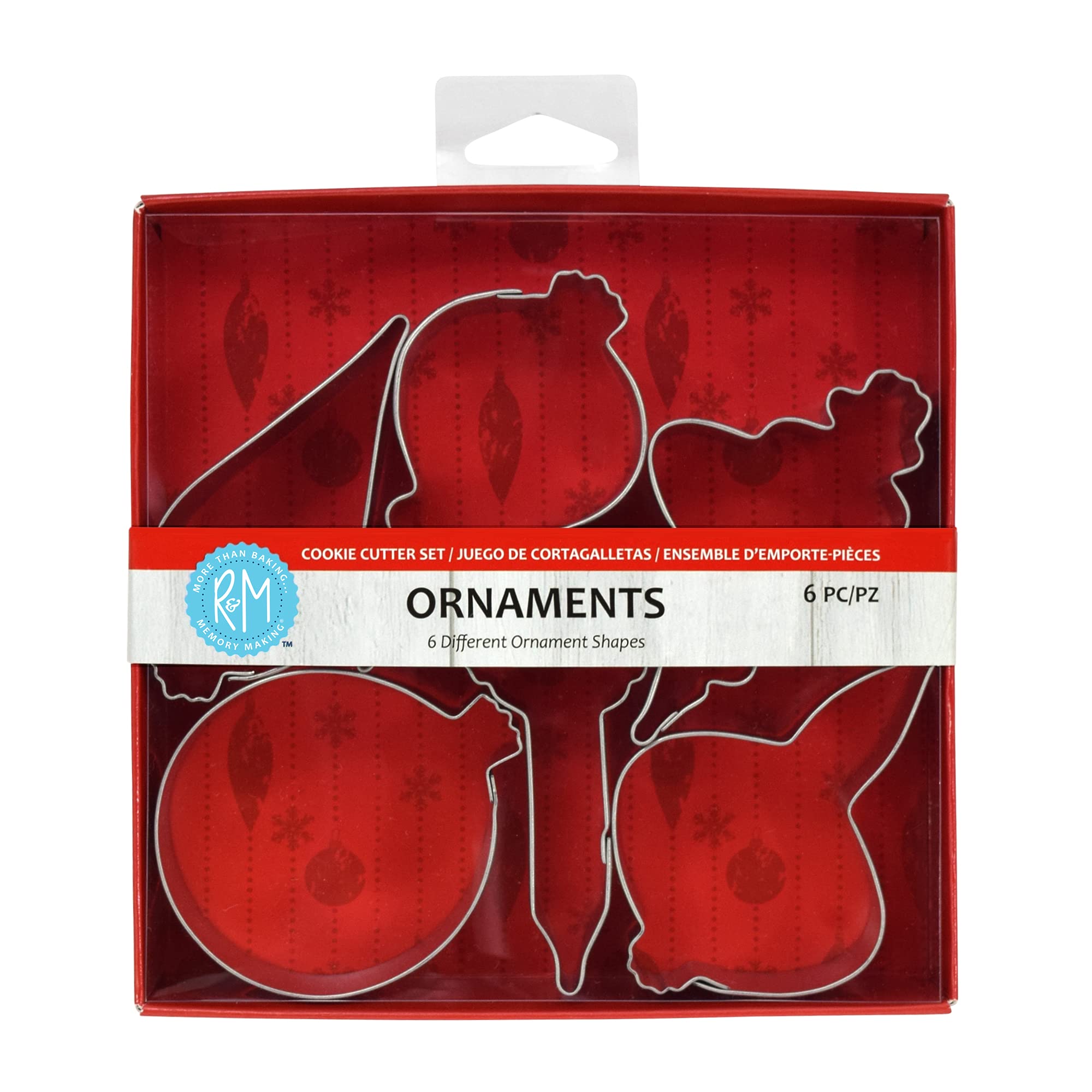 R&M International Christmas Ornament Cookie Cutters, Assorted Designs, 6-Piece Set