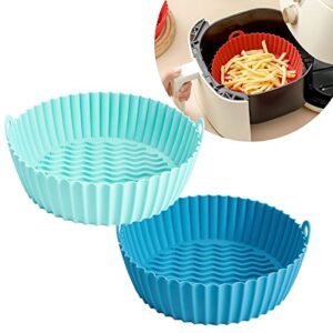 northearth 8.5 inch air fryer silicone pot -food safe air fryers oven accessories | 2 pack reusable air fryers baking oven accessories food grade non stick replacement parts tray (blue&green)