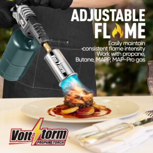 Cooking Torch Kitchen Blow Torch - Grill Gun Propane Torch with 100,000 BTU, Adjustable Flame, Sous Vide Torch, Culinary Torch for Searing steaks, Meat, Food, Lighting Campfires, BBQ