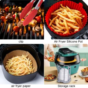 Air Fryer Liners Baking Paper Round, 203pcs Air Fryer Parchment Disposable with 7.5" Air Fryer Silicone Liner, Non-Stick Wax Paper for Air Fryer Liner, Water-proof, Oil-proof for Roasting Microwave