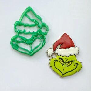 CHRISTMAS COOKIE CUTTERS Head/Face With Santa Hat Leaning Christmas Tree and Hand Holding Ornament Holiday Christmas Cookie Cutters (3 Pack)