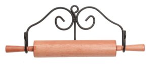 rolling pin rack - hand forged heavy duty wrought iron amish blacksmith handcrafted & made in the usa