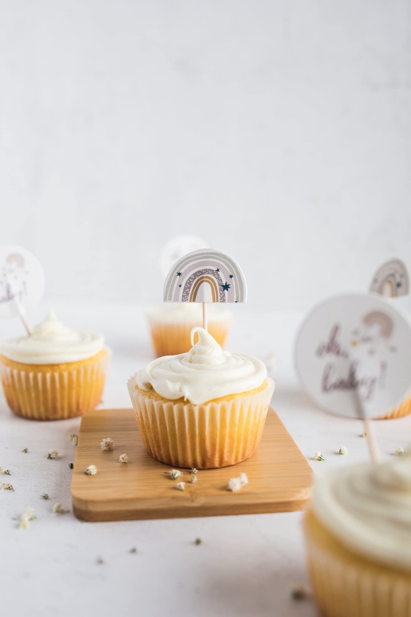 Ashleigh's Boho Rainbow Baby Shower Cupcake Topper Set: 24 Bohemian Rainbow Cupcake Picks & 50 Cupcake Liners, Gender Neutral Boy or Girl Summer Collection