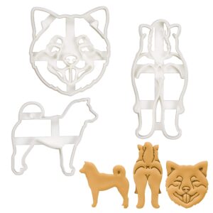 set of 3 shiba inu cookie cutters (designs: silhouette, butt, face), 3 pieces - bakerlogy