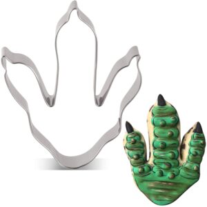 LILIAO Dinosaur Foot Cookie Cutter for Kids Birthday Party - 3 x 4 inches - Dino Biscuit and Fondant Cutters - Stainless Steel