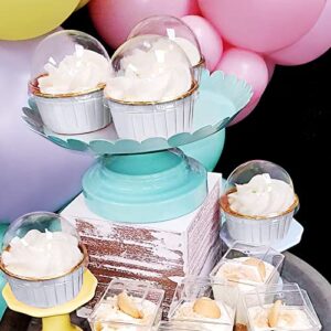 Cupcake Liners With Lids, 50 Pack 3.5 Oz Disposable Foil Baking Cup Muffin Tins Mini Cupcake Liner Cupcake Wrappers Holders For Wedding Valentine-White in Gold