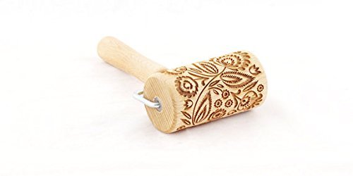 Rolling Pin Embossed With FOLK FLORAL Pattern For Baking Engraved cookies Size Roller 4 inch