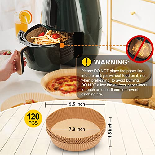 MOEASEii Air Fryer Disposable Paper Liner, 120 PCS Non-stick Airfryer Parchment Paper Liners for 4-8 Qt Air Fryer Accessories, Water-proof Oil-proof Baking Paper for Air Fryer, Oven