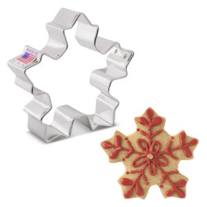 festive snowflake cookie cutter, 3.25" made in usa by ann clark