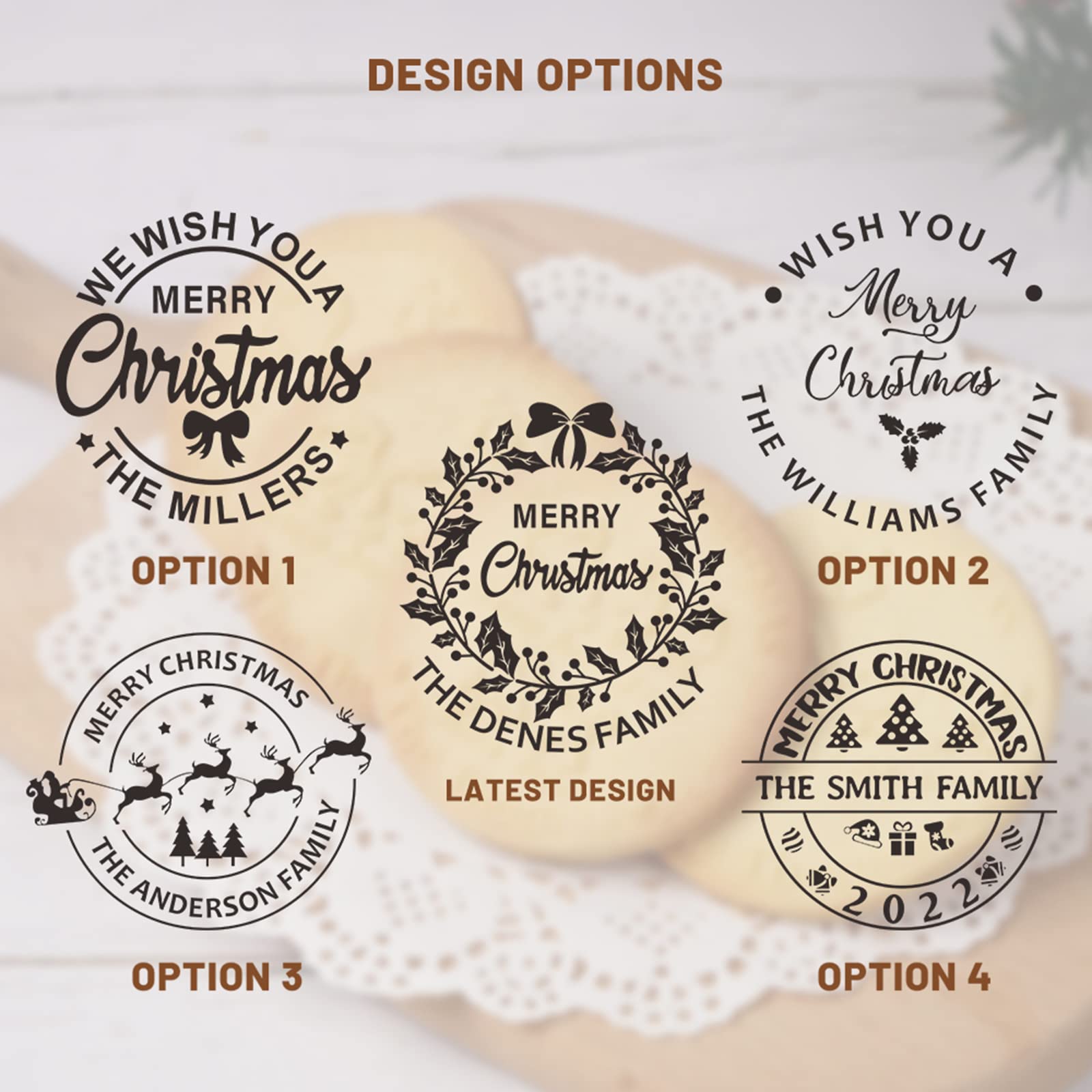 Personalized Merry Christmas Cookie Stamp With Your Family Name 3d Raised Design For Baking Cookie Stamps Suitable For Fondant, Frosting, Decorative Cakes/Sugar Paste/Cupcakes