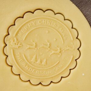 Personalized Merry Christmas Cookie Stamp With Your Family Name 3d Raised Design For Baking Cookie Stamps Suitable For Fondant, Frosting, Decorative Cakes/Sugar Paste/Cupcakes