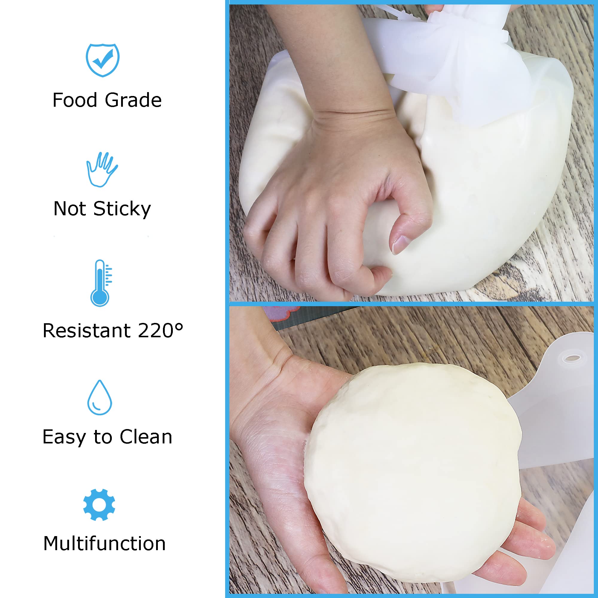 Silicone Kneading Dough Bag | Versatile Dough Mixer for Bread, Pastry, Pizza & Tortilla | Premium Silicone Bakeware | Best Multifunctional Cooking Tool (Large-3000ml)