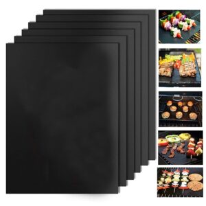 ayza oven liners for bottom of gas oven(pack of 6), reusable non-stick heat resistant baking mat for microwave electric oven, bbq grill mat heavy duty oven mats, easy to clean (15.7 x 13 inch), black