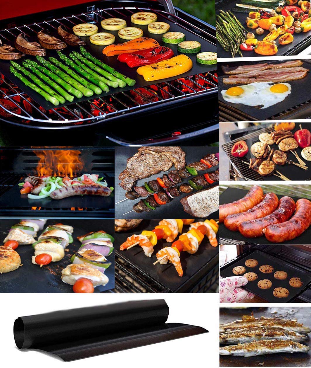 AYZA Oven Liners for Bottom of Gas Oven(Pack of 6), Reusable Non-stick Heat Resistant Baking Mat for Microwave Electric Oven, BBQ Grill Mat Heavy Duty Oven Mats, Easy to Clean (15.7 x 13 inch), Black