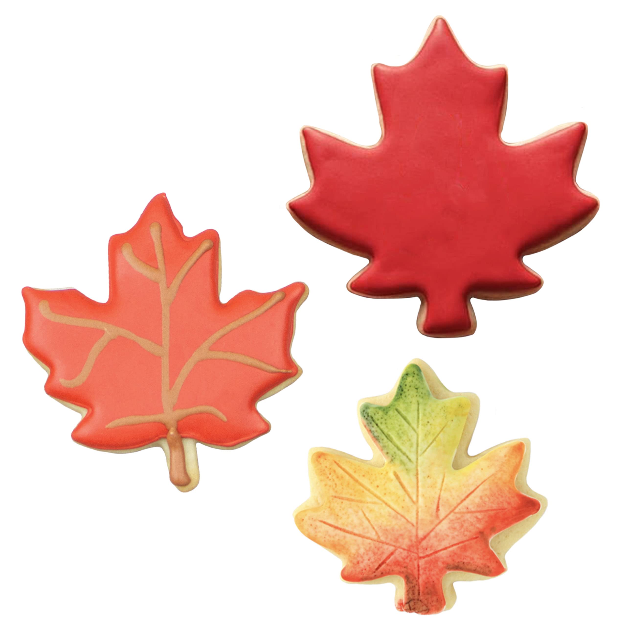 Maple Leaf Cookie Cutters 3-Pc. Set Made in the USA by Ann Clark, 3", 3.25", 4"