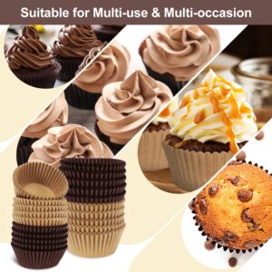 Whaline 1200Pcs Cupcake Liners Brown & Natural Muffin Liners 2 Colors Greaseproof Standard Paper Baking Cups for Birthday Wedding Gathering Party Fruit Candy Baking Supplies