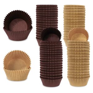 Whaline 1200Pcs Cupcake Liners Brown & Natural Muffin Liners 2 Colors Greaseproof Standard Paper Baking Cups for Birthday Wedding Gathering Party Fruit Candy Baking Supplies