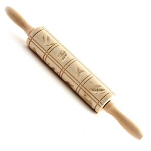 norpro springerle wooden rolling pin, 10", light brown