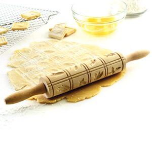 Norpro Springerle Wooden Rolling Pin, 10", Light Brown