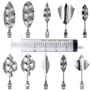 nuobesty 11pcs russian piping tips icing syringe set stainless steel fondant dry wave flower frosting tips 3d jelly cake cupcake decorating supplies baking tool