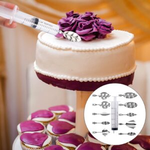 NUOBESTY 11pcs Russian Piping Tips Icing Syringe Set Stainless Steel Fondant Dry Wave Flower Frosting Tips 3D Jelly Cake Cupcake Decorating Supplies Baking Tool