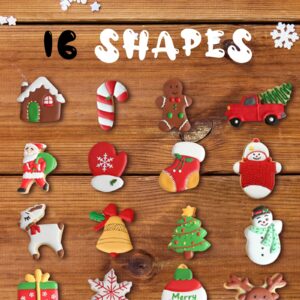 16 Pcs Christmas Cookie Cutters Winter Set with Decorating Instructions Stainless Steel Gingerbread Man Tree Snowflake Candy Cane Santa Snowman And More