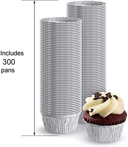 300PCS Aluminum Foil Ramekin, Disposable Ramekins 4 Oz Aluminum Cupcake with Aluminum Foil Baking Standard Size Perfect for Souffle & Creme Brulee Baking Cups Foil Baking Cups