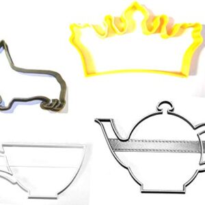 QUEEN ELIZABETH THEMED ENGLAND UK TEA PARTY CROWN CORGI SET OF 4 COOKIE CUTTERS MADE IN USA PR1058