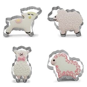 sheep shaped cookie cutter set of 4 pcs, stainless steel cute lamb series fondant cutters