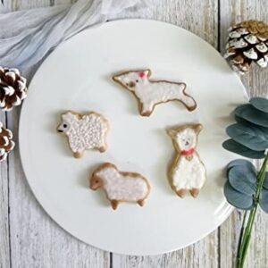 Sheep Shaped Cookie Cutter Set of 4 pcs, Stainless Steel Cute Lamb Series Fondant Cutters