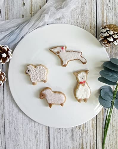 Sheep Shaped Cookie Cutter Set of 4 pcs, Stainless Steel Cute Lamb Series Fondant Cutters