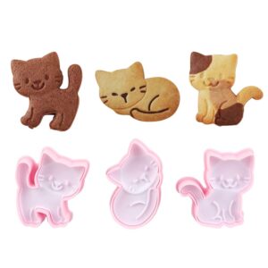 cat shape animal plunger cookie cutters set, food grade fondant stamper set
