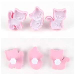 Cat Shape Animal Plunger Cookie Cutters Set, Food Grade Fondant Stamper Set