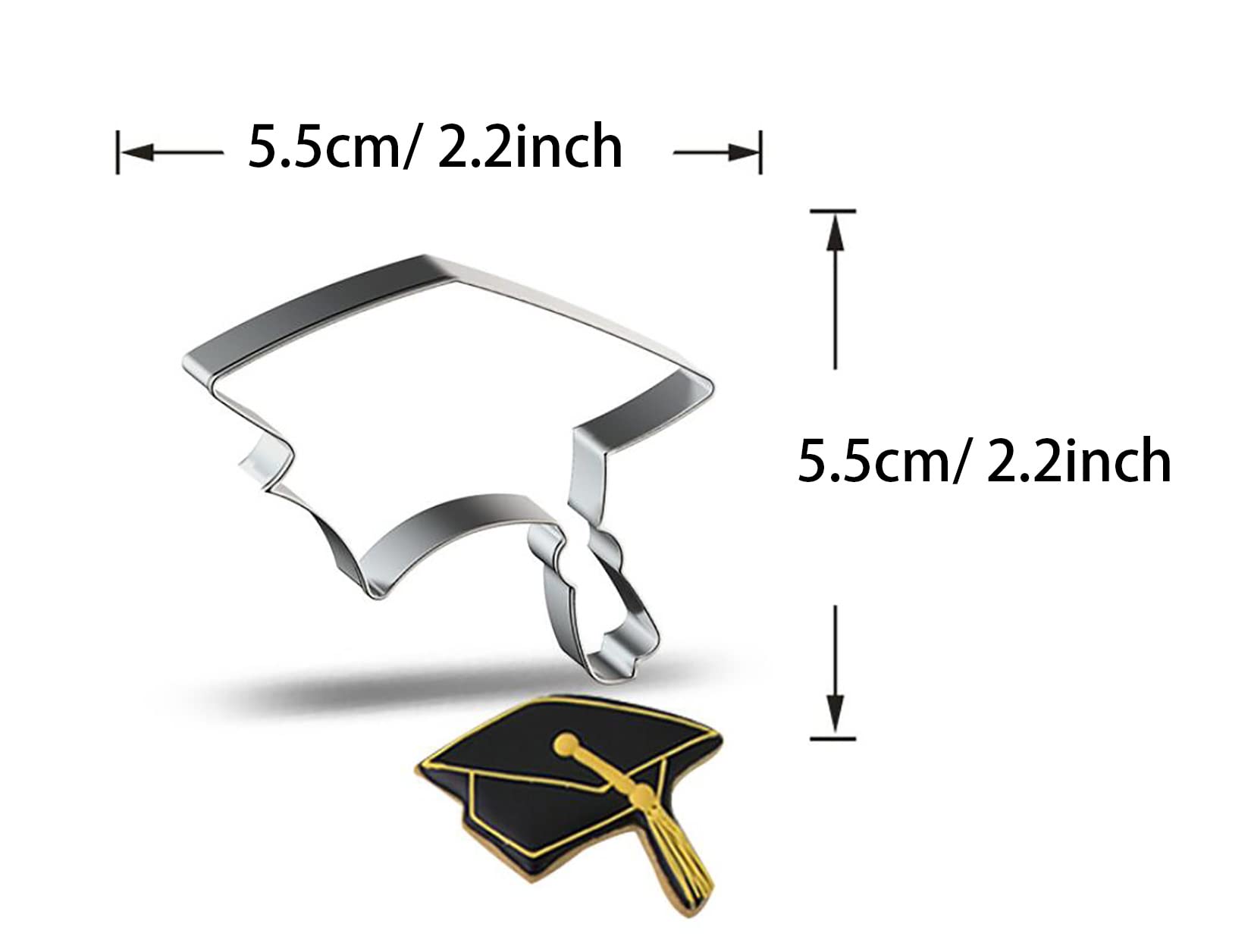 WJSYSHOP Graduation PhD Cap with Tassel Shape Cookie Cutter