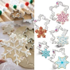 Snowflake Cookie Cutters 5-Pc Set Made in USA by Ann Clark, 3.25", 3.5", 4", 4.25", 4.5"