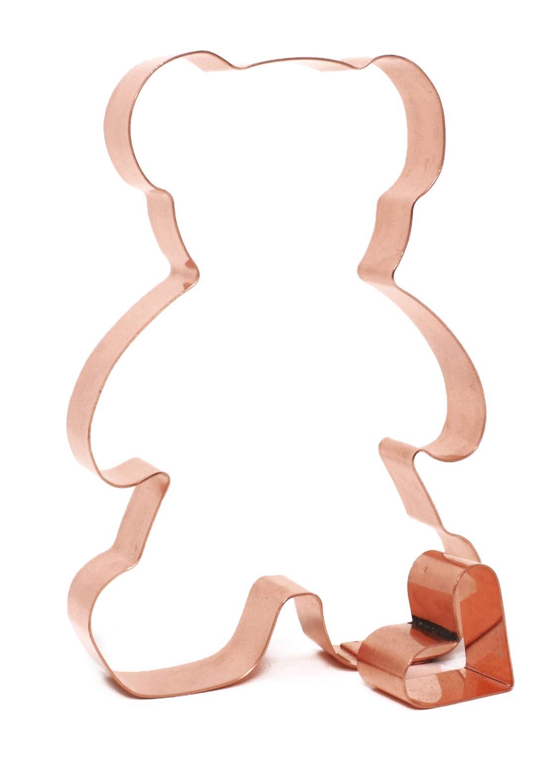 Valentines Day Teddy Bear with Heart Cookie Cutter 3.75 X 5.25 inches - Handcrafted Copper Cookie Cutters by The Fussy Pup