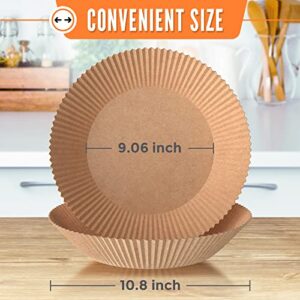 Air Fryer Liners XL FAMILY SIZE, 100 Pcs, 9.06-inch Internal Diameter Disposable Paper Liner for Baking Frying Grilling Roasting Microwave - Unbleached Non-Stick Oil-proof. For ROUND &/SQUARE Fryers