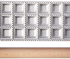 Eppicotispai 24 Holes Aluminum Square Ravioli Maker with Rolling Pin