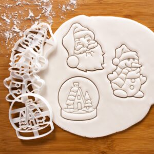 Set of 3 Christmas themed cookie cutters (Designs: Santa Claus, Snow Globe, and Snowman), 3 pieces - Bakerlogy