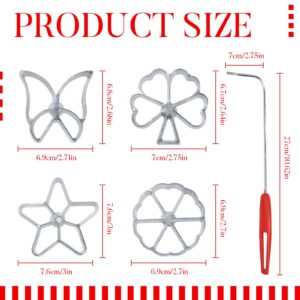 VEIREN Rosette Iron Set Creative Cake Printing Cookie Pastry Mold with 4 Shapes Interchangeable Heads Cute Butterfly Star Snowflake Leaf with Lifting Handle for Dessert Biscuit Waffle Baking Gadget