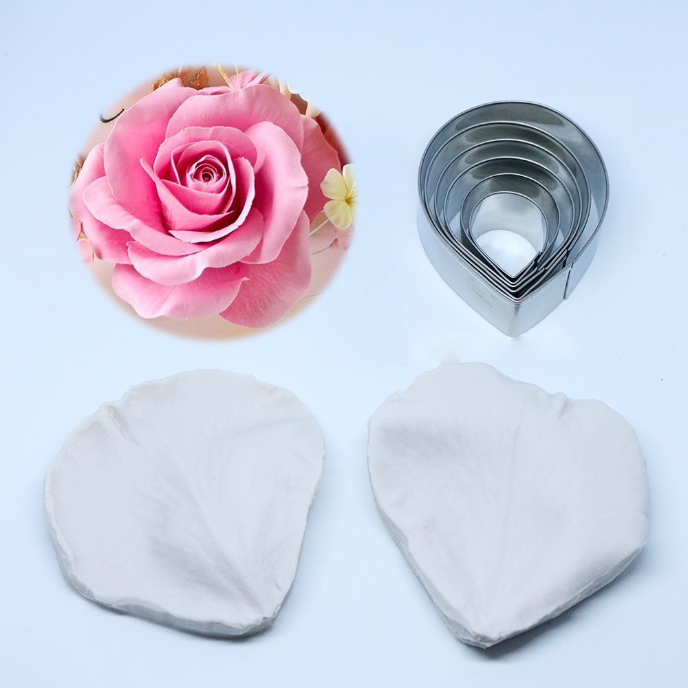 Carunke Gumpaste Surgraft Rose Petal Silicone Veiner & Steel Cutter Fondant Cake Decoration Mould