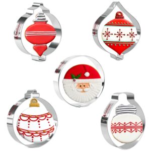 kaishane christmas cookie cutters - 5 pieces -christmas ornament,light bulb,round cookie cutters