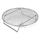 update international chrome-plated cross-wire cooling rack, wire pan grate, baking rack, icing rack, round shape, 2-height adjusting legs - 10 ½ inch diameter (1)