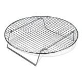 Update International Chrome-Plated Cross-Wire Cooling Rack, Wire Pan Grate, Baking Rack, Icing Rack, Round Shape, 2-Height Adjusting Legs - 10 ½ Inch Diameter (1)