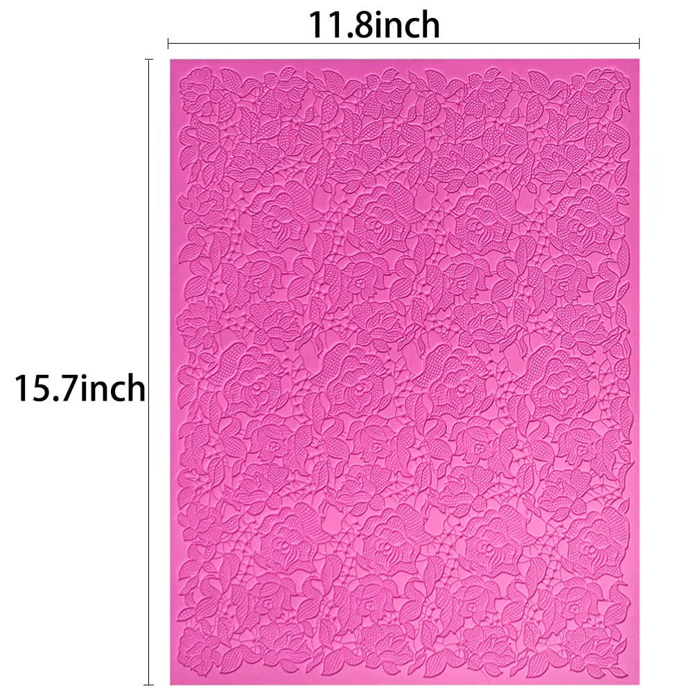 SUNHUKUS Fondant Impression Mats, Silicone Cake Lace Molds (Rose)