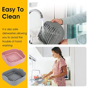 Silicone Air Fryer Basket,8.1inch Air Fryer Silicone Liner Square, Heat Resistant Gloves,Silicone Brush, Food Safe Air Fryer Oven Accessories,Reusable Replacement of Flammable Parchment Liner Paper