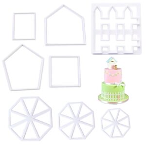 danaraa plastic mini house bamboo fence pennant cookie cutters cakecup decoration fondant molds tools(8 pieces)